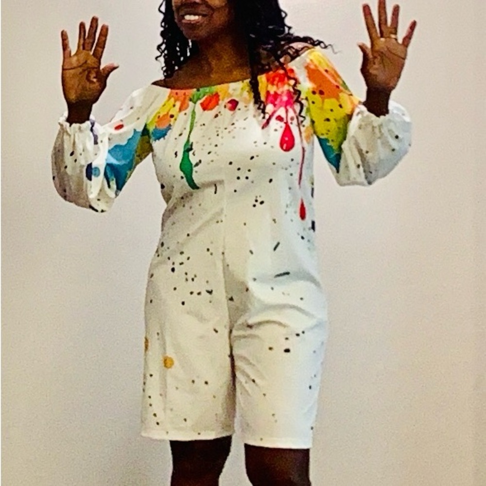 Colorful Paint Splatter Romper - Picture 8 of 9